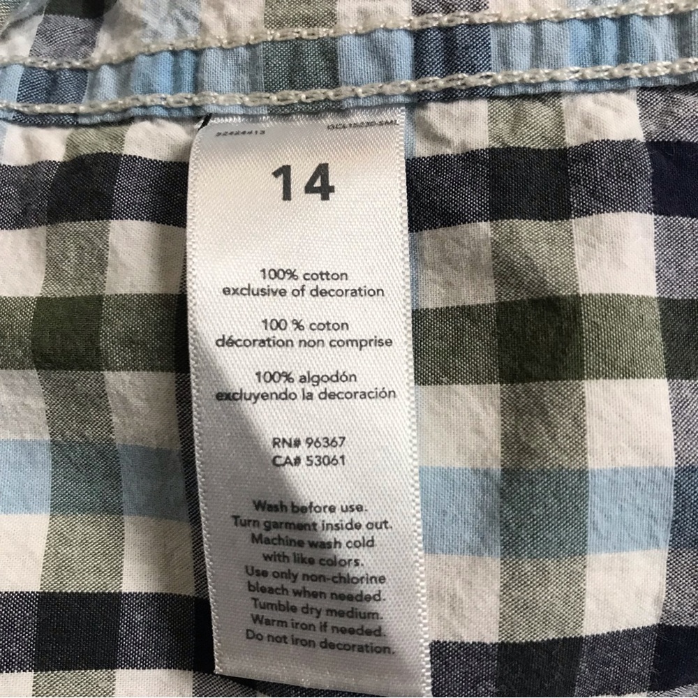 Oshkosh Button Down Shirt Boy’s Size 14 Multicolor Long Sleeve Plaid 100% Cotton - Picture 5 of 11